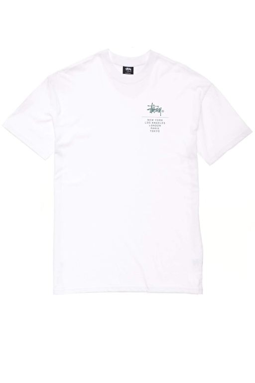 Stussy Mens Left Chest City Stack SS T Shirt White - PIDRF2584